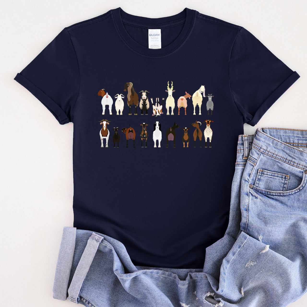 Goat Lovers Farm Animal Illustration Breeds Vintage Style Artwork With Bold Graphics Graphic Tee