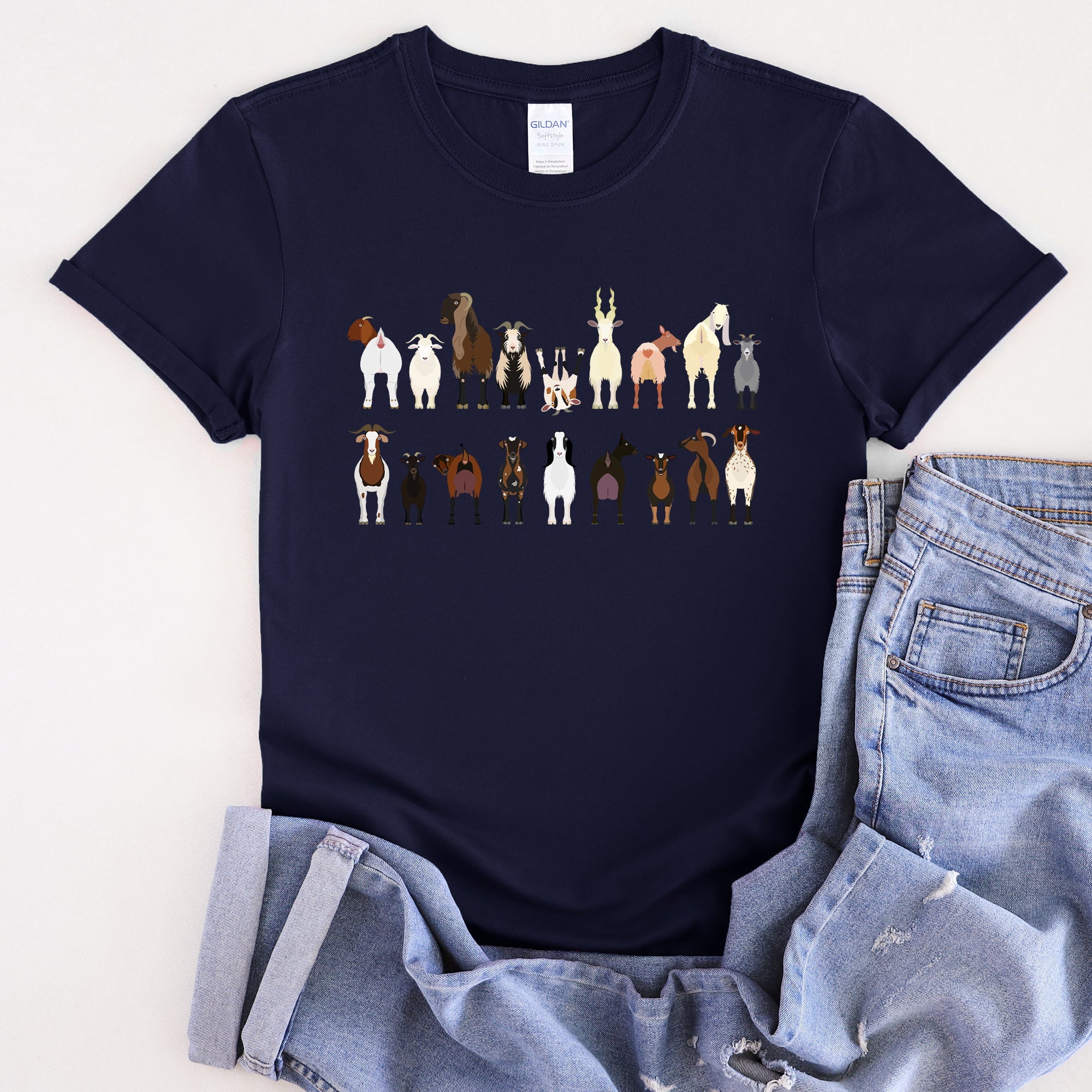Goat Lovers Farm Animal Illustration Breeds Vintage Style Artwork With Bold Graphics Graphic Tee