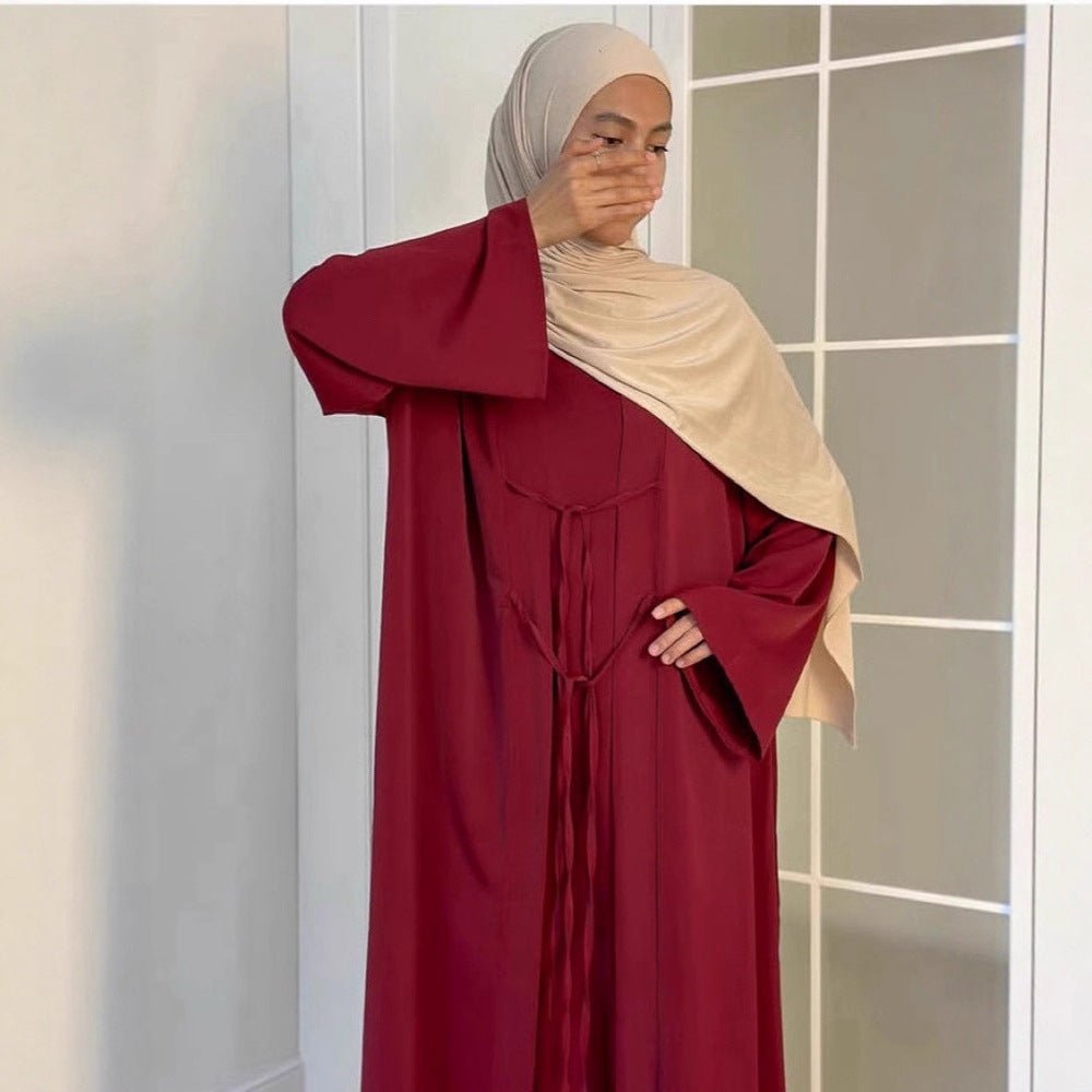 2-Piece Satin Open Abaya Set(MOA317)
