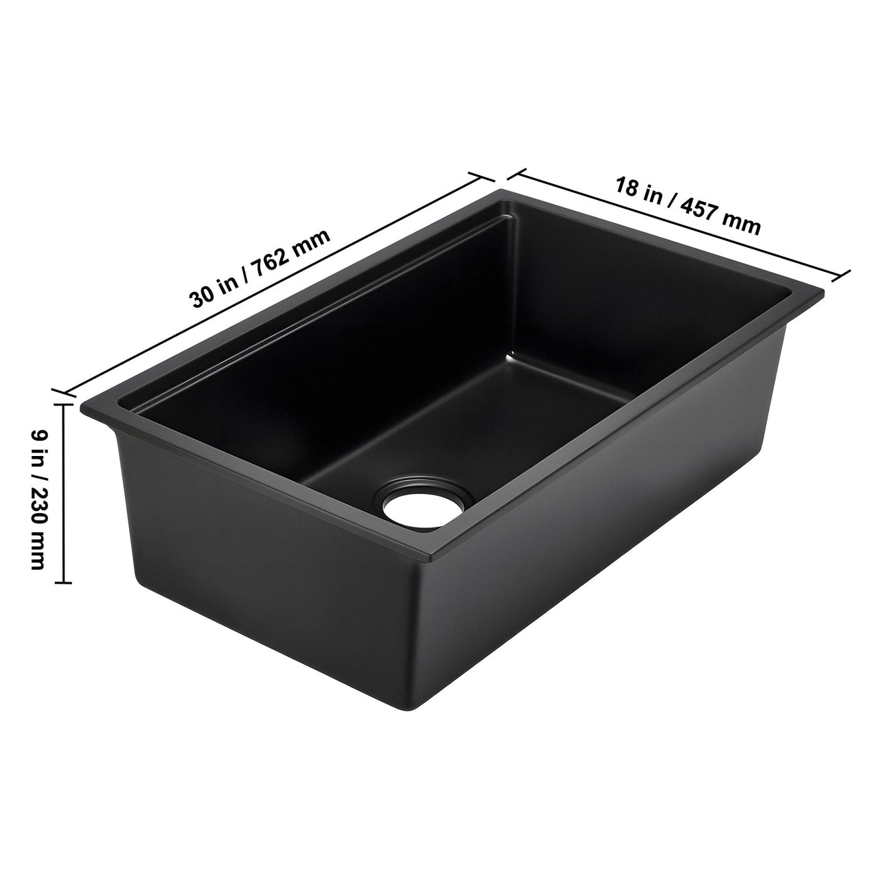 30 inch Granite Kitchen Sink Undermount Single Bowl Drop-In Basin for RV Bar