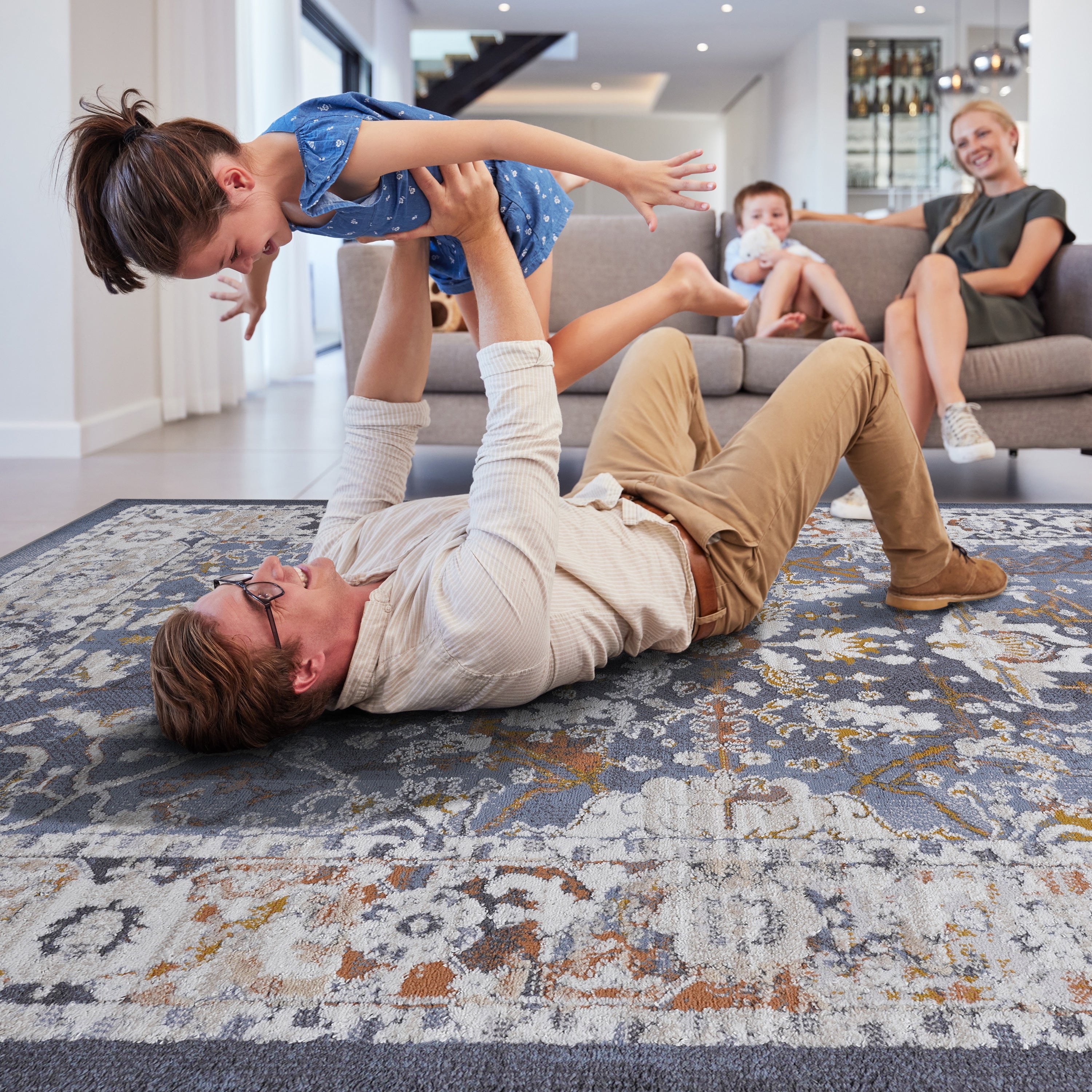 NAAR PAYAS Collection 2X3 Blue / Traditional Doormat Rug
