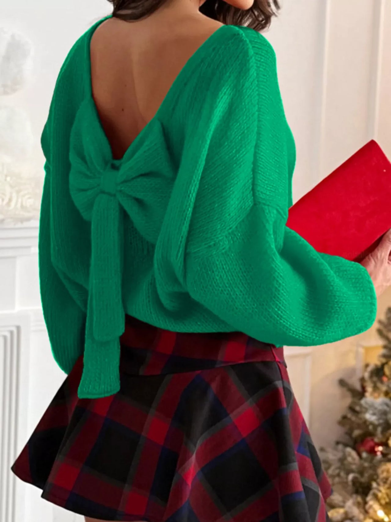 Back Bowknot Long Sleeve Sweater
