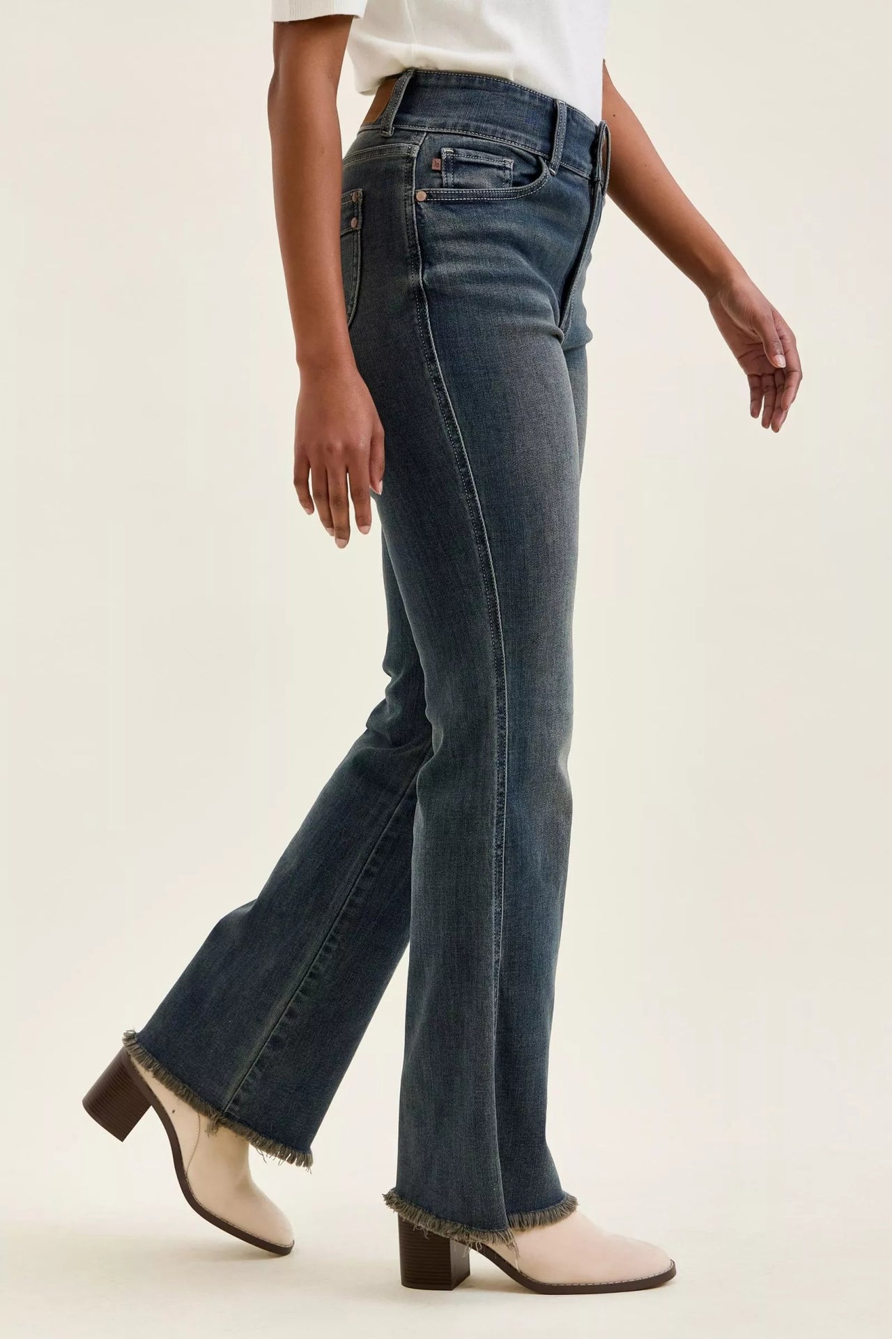 Judy Blue High Waist Double Button Frayed Hem Jeans