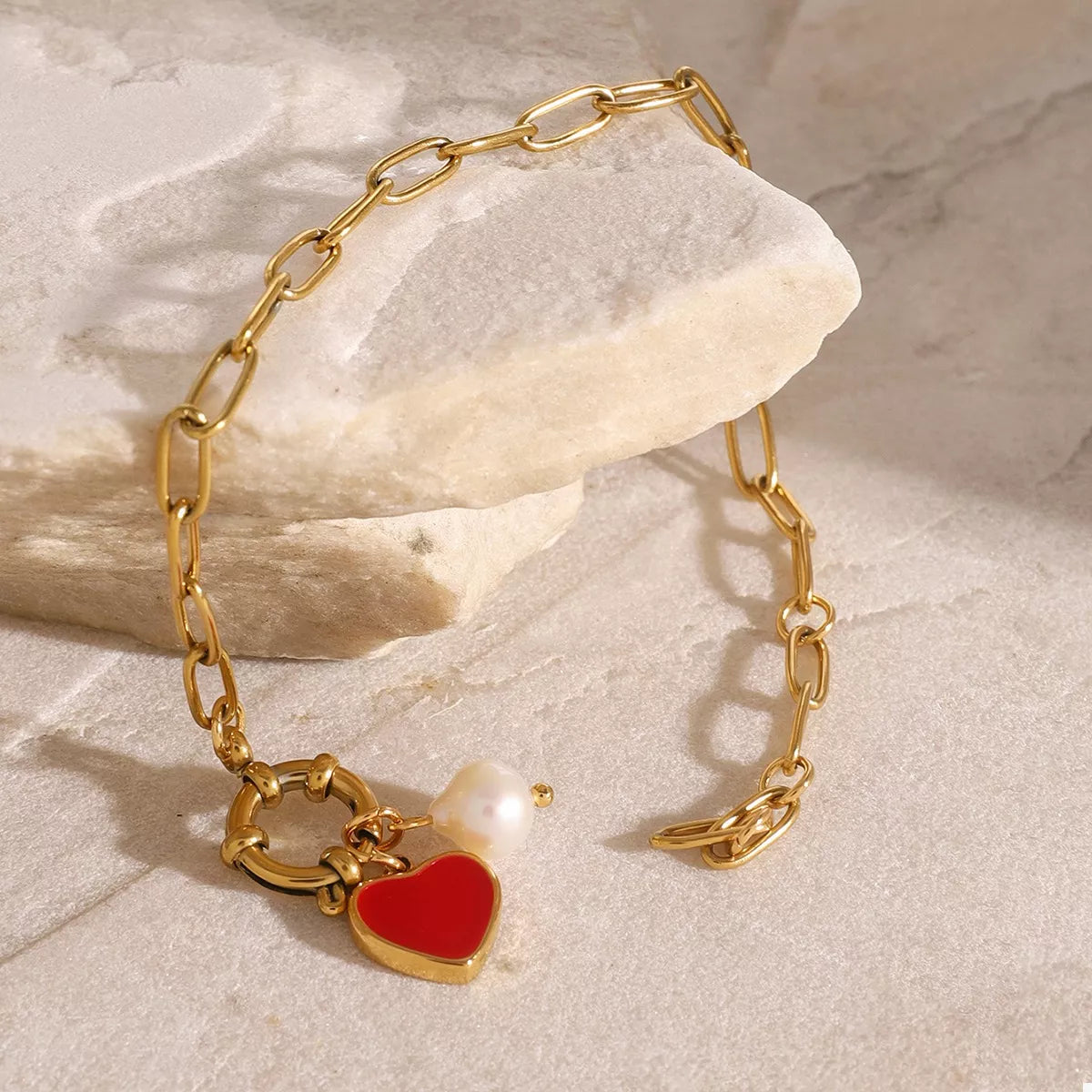 18K Gold-Plated Heart Charm Bracelet