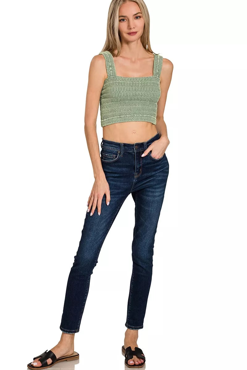 Zenana Seamless Winkle Stone Washed Bra Top