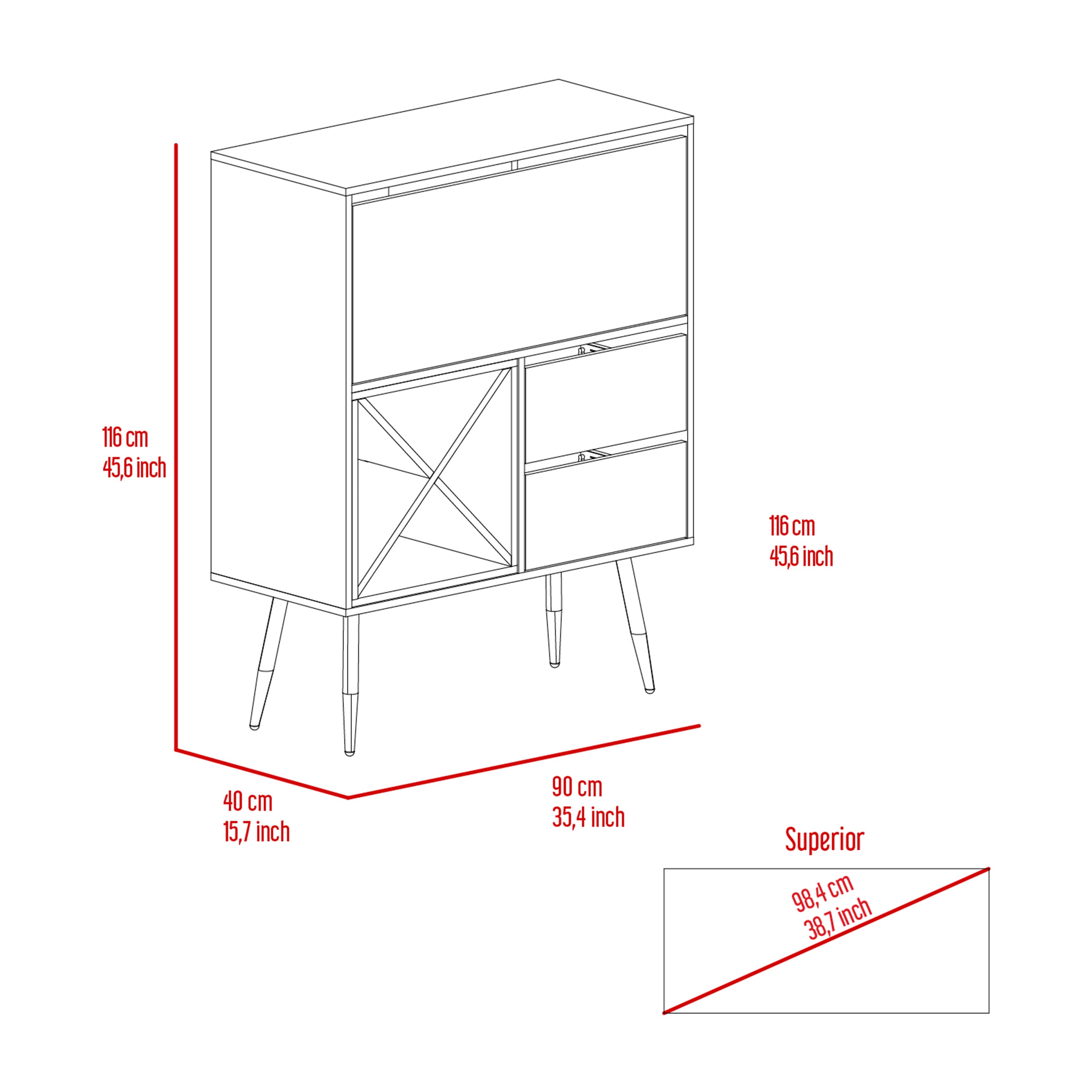 Orchid Bar, Two Drawers, Four Double Liquor Spaces, One Cabinet