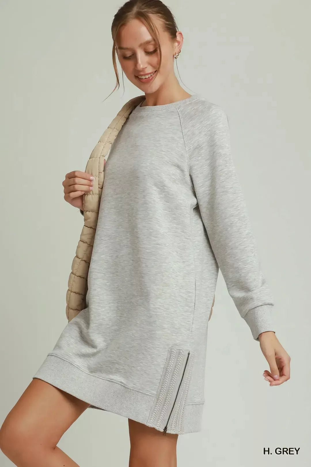 Umgee Side Crochet Zipper Detailed Dress
