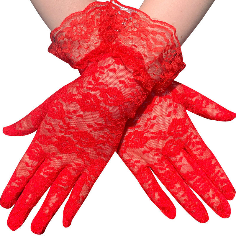 Lace lace short sun protection gloves
