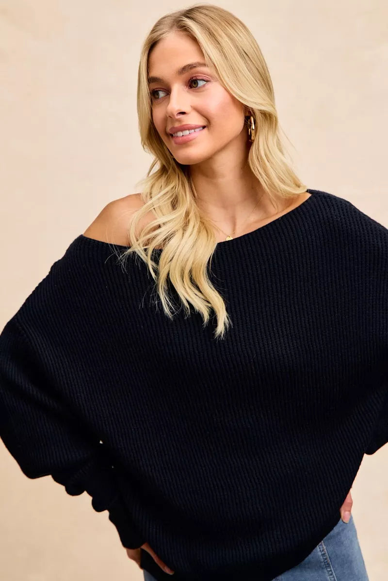 BiBi Waffle Knit Off Shoulder Top