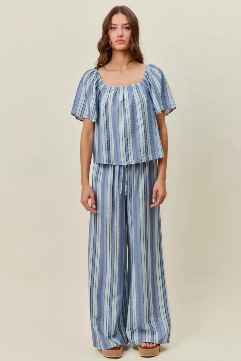 SO ME Stripe Wide Leg Pull On Pants