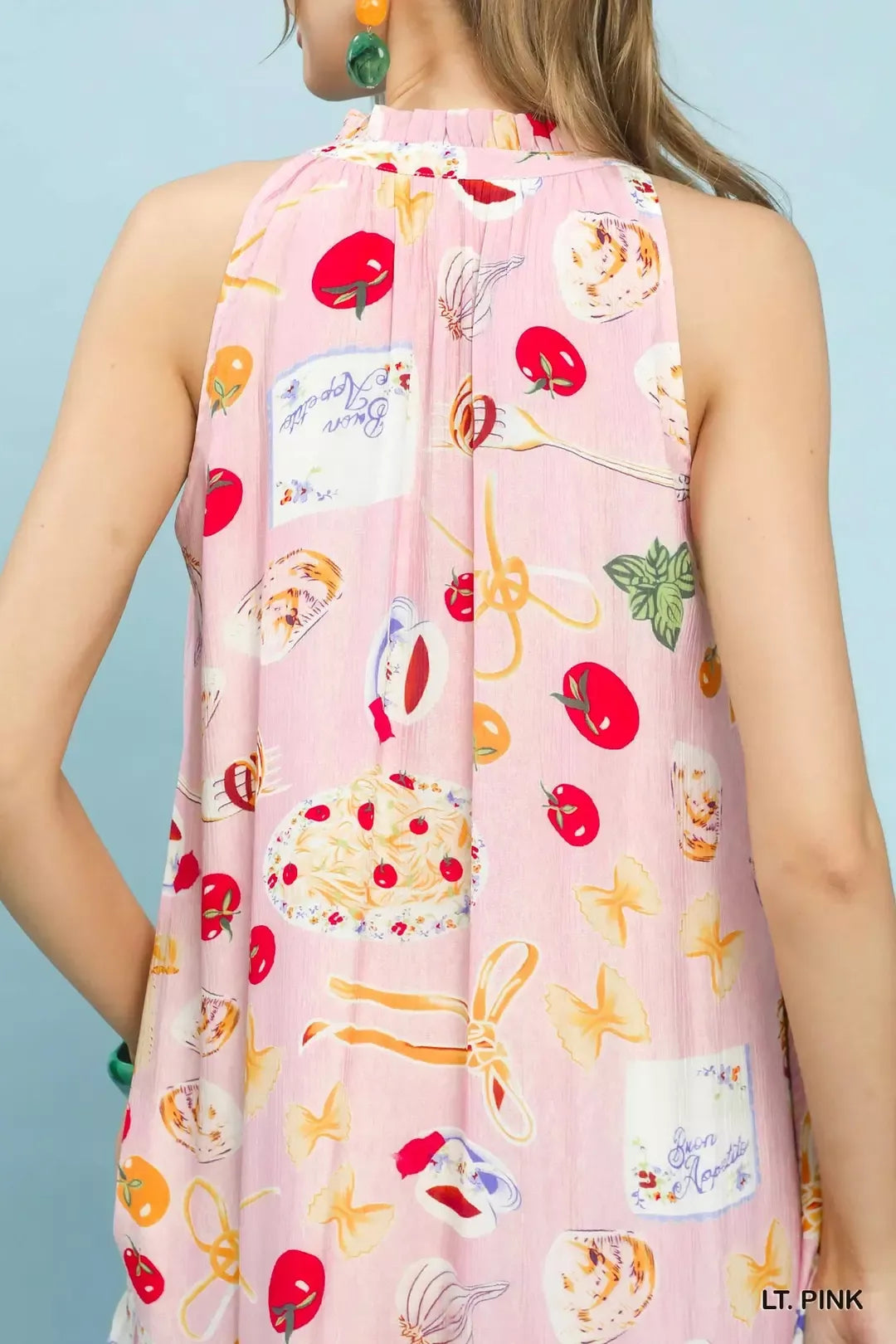 Umgee Abstract Print Tiered Halter Midi Dress