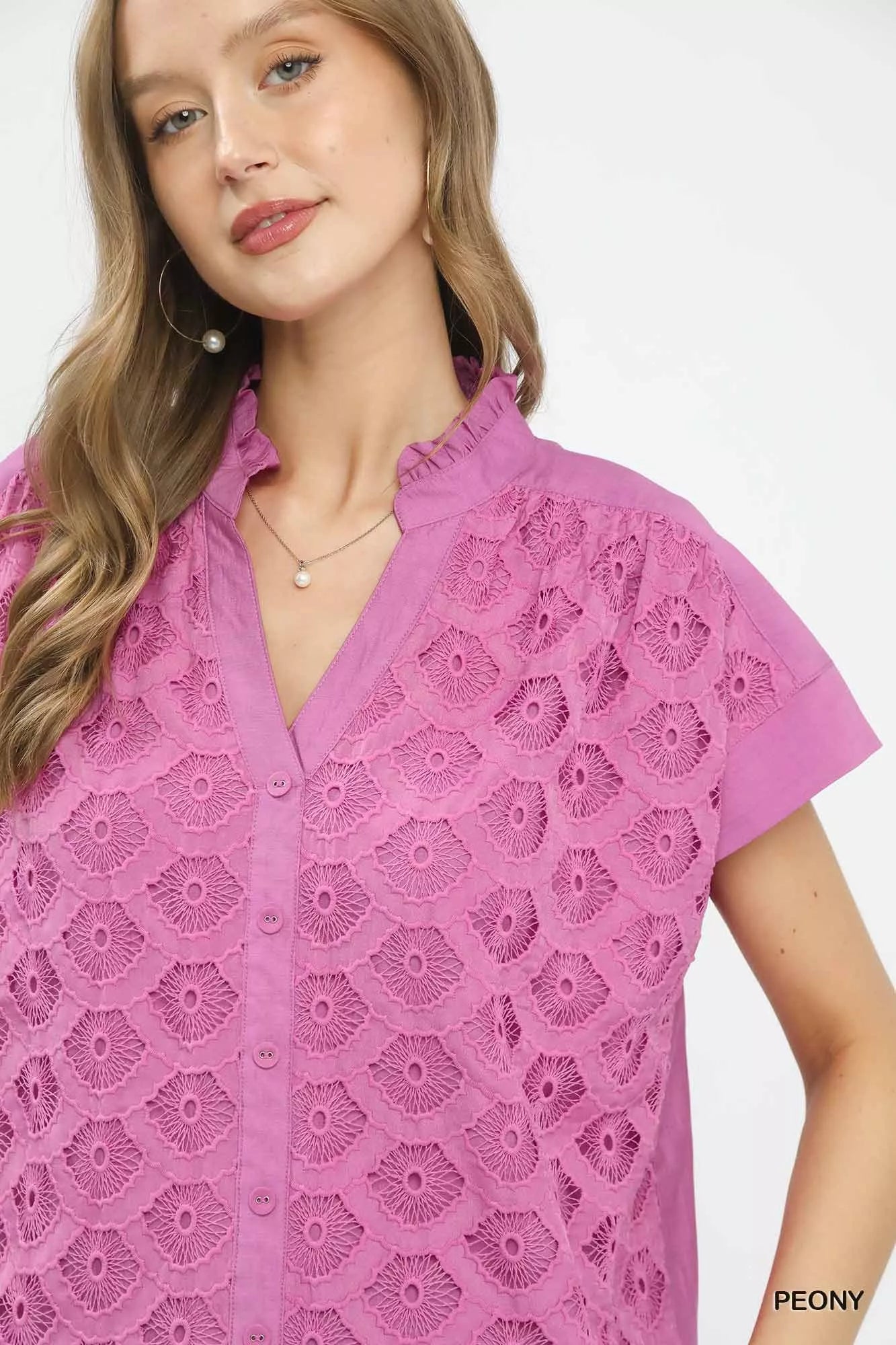 Umgee Lace Button-Front Top