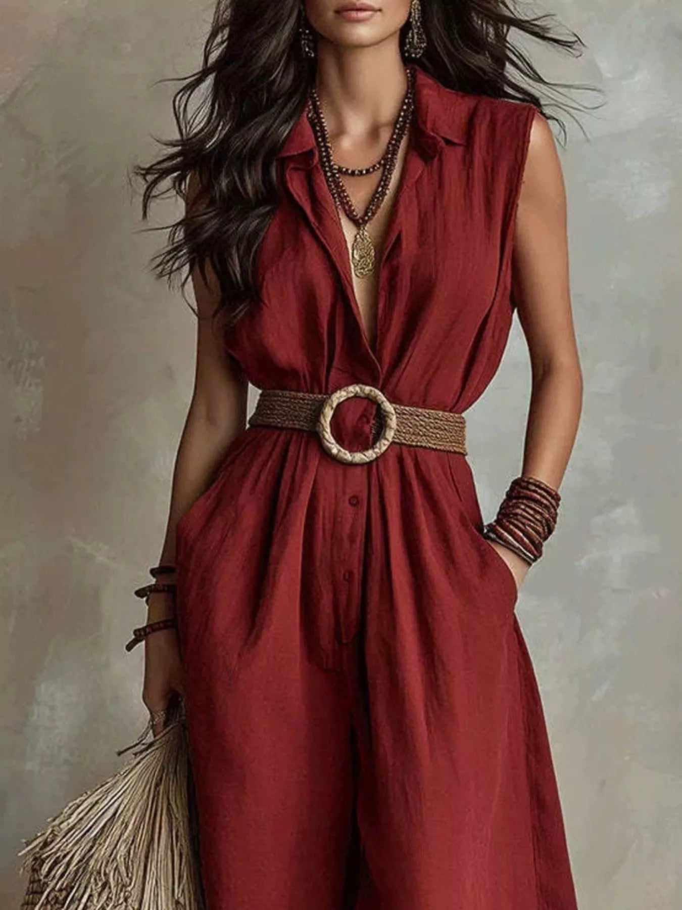 Full Size Sleeveless Wide Leg Jumpsuit Plus Size