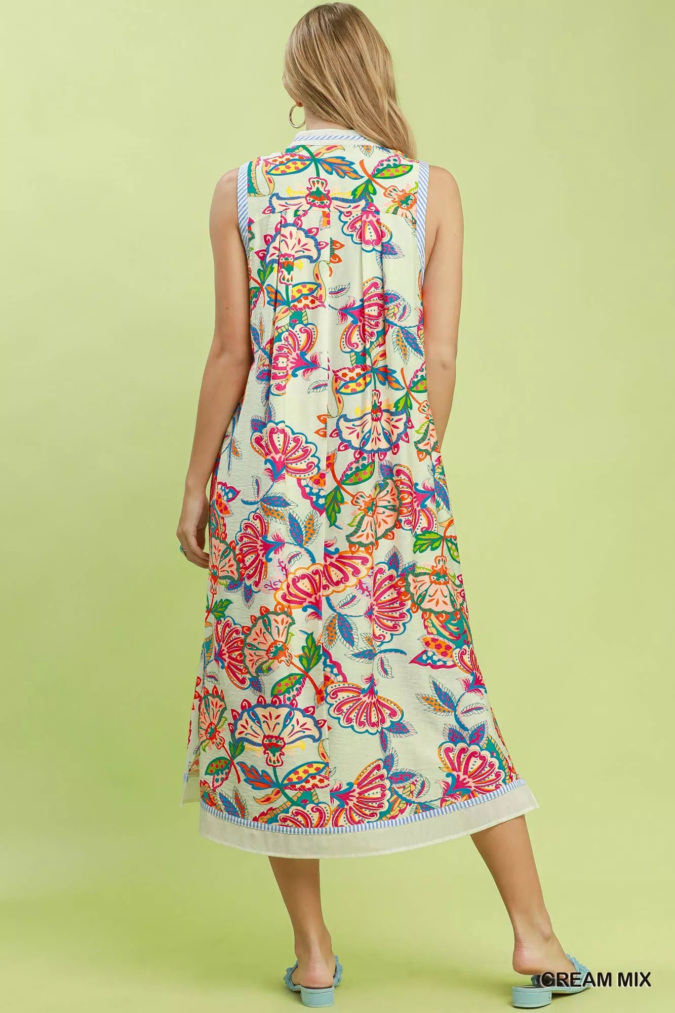 Umgee Paisley Floral Sleeveless Midi Dress