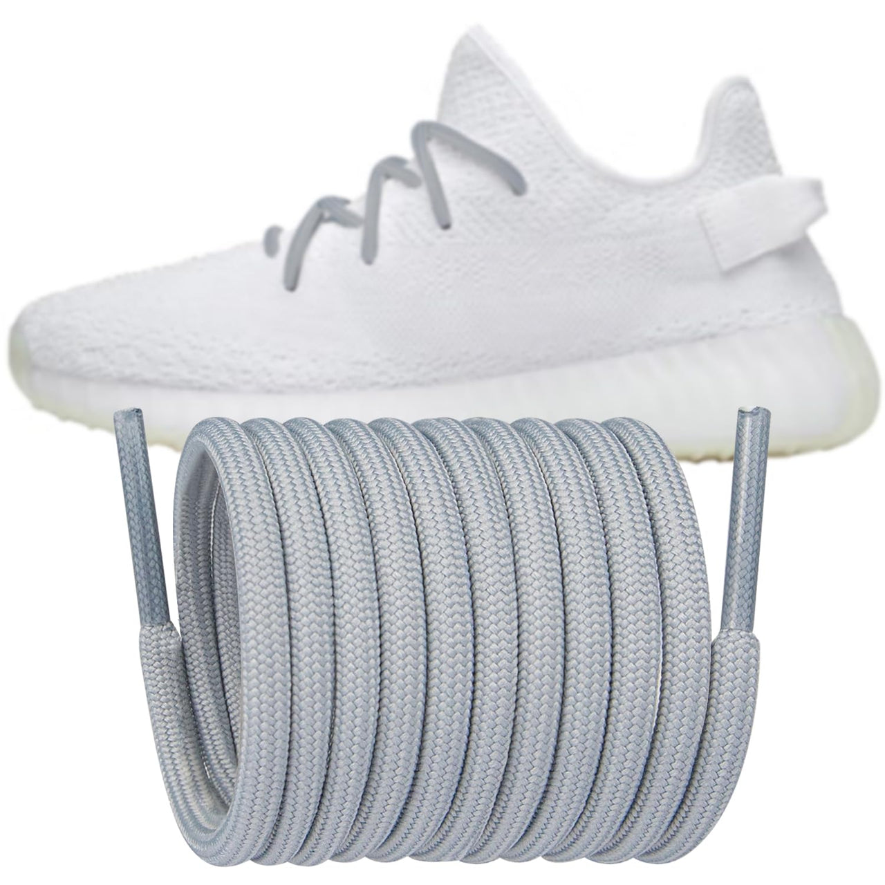 Endoto Shoelaces Replacement Round Laces for Adidas Yeezy Boost 350 V1/V2 380 500/500 HIGH 700 750 950 Sneaker Shoes(Color:GraySize:32Inch)
