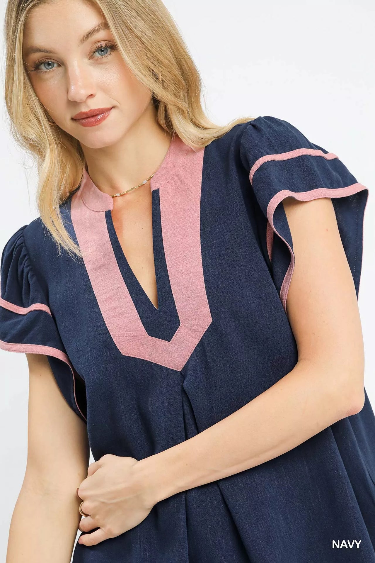 Umgee Linen Ruffle Sleeve Top