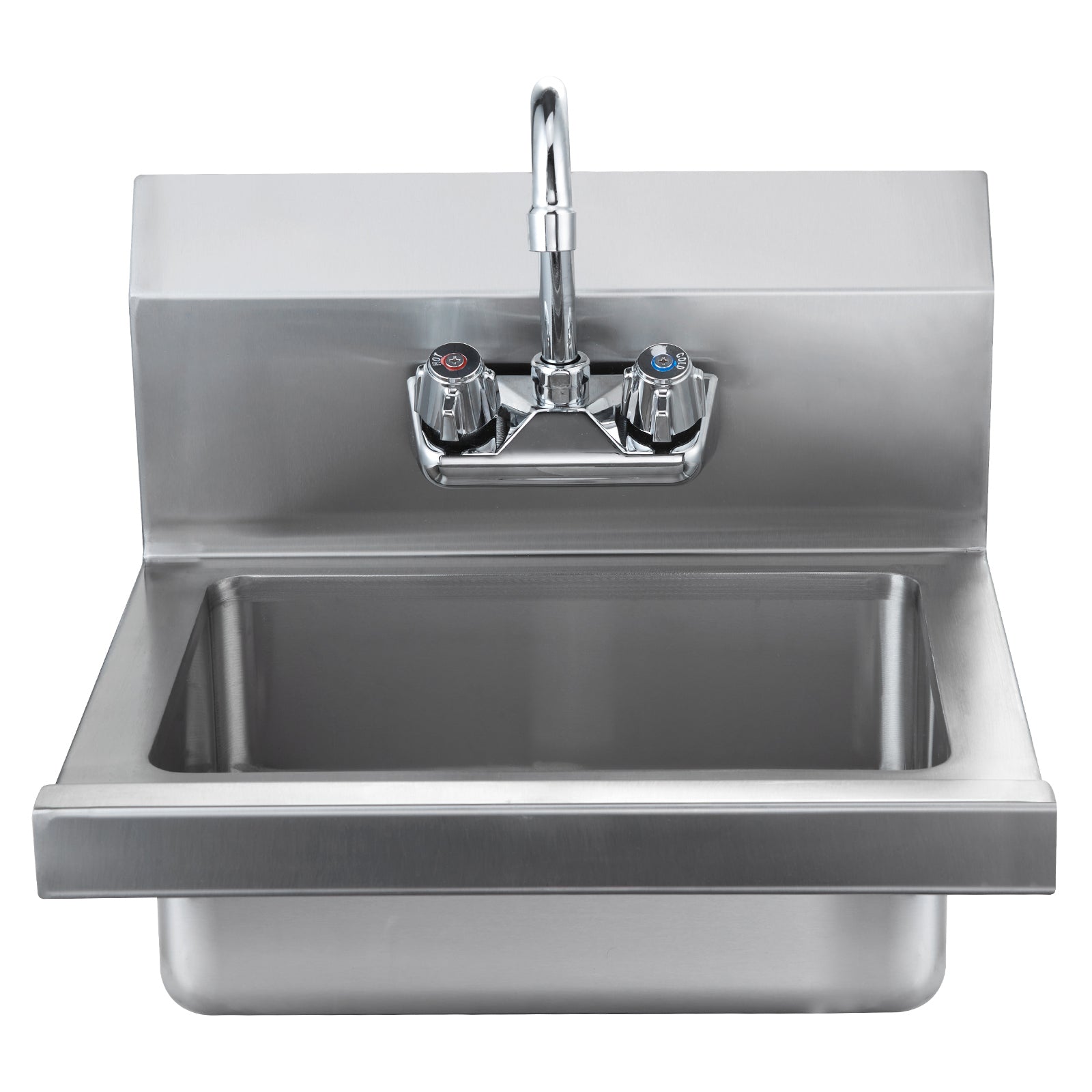 Commercial Hand Sink with Faucet, Stainless Steel Sink for Washing, Small Hand Washing Sink, Wall Mount Hand Basin, Utility Sink for Restaurant, Kitchen, Bar, Garage and Home, 17 x 12.8 inch
