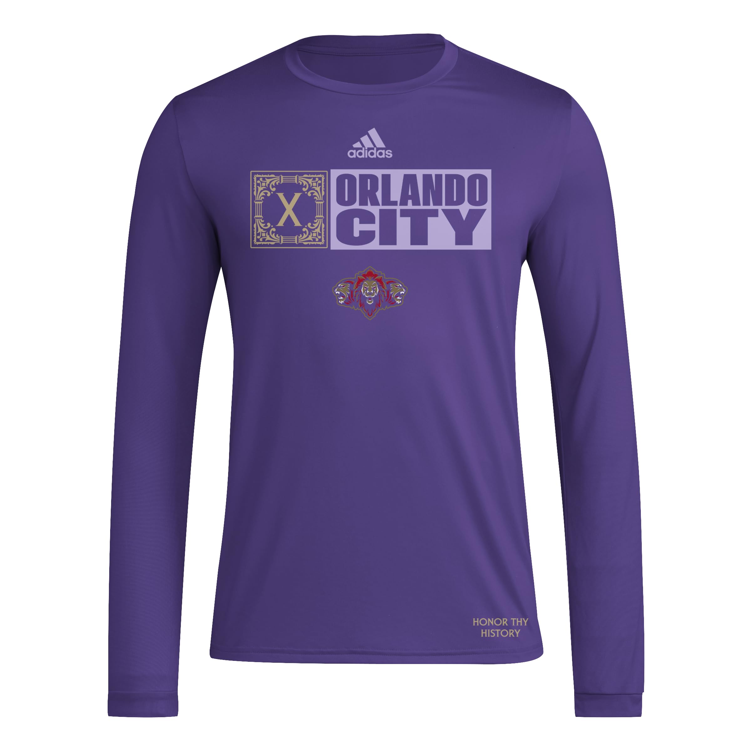 adidas Mens Long Sleeve Pre-Game T-Shirt Regal Purple/Orlando City Sc X-Small