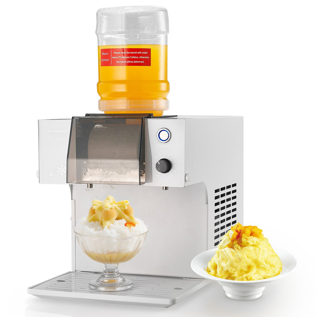 Snowflake Ice Machine, 132LBS/24H Snowflake Ice Maker, Ice-Shaver Machine with Stainless Steel Blade, Electric Snow Cone Maker with 0.48Gal Tank, 90S Fast Pre-Cooling, for Home & Small Gathering