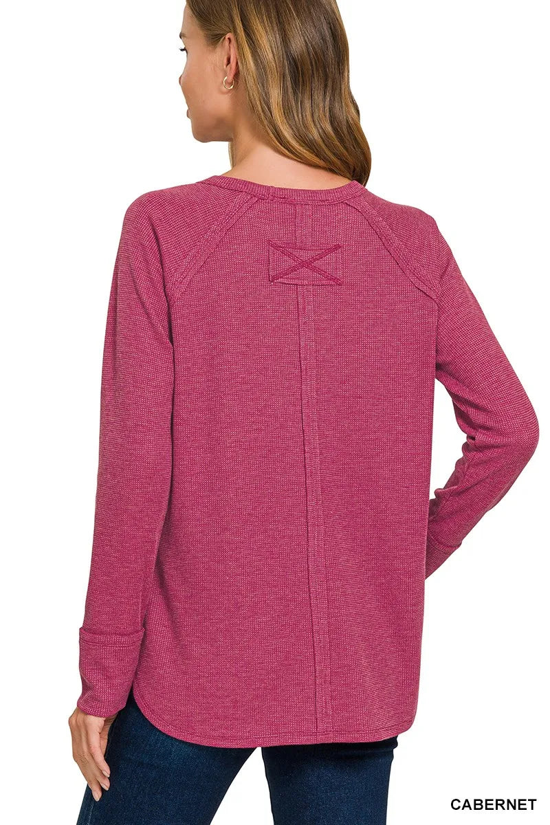 Zenana Baby Waffle Long Sleeve Top
