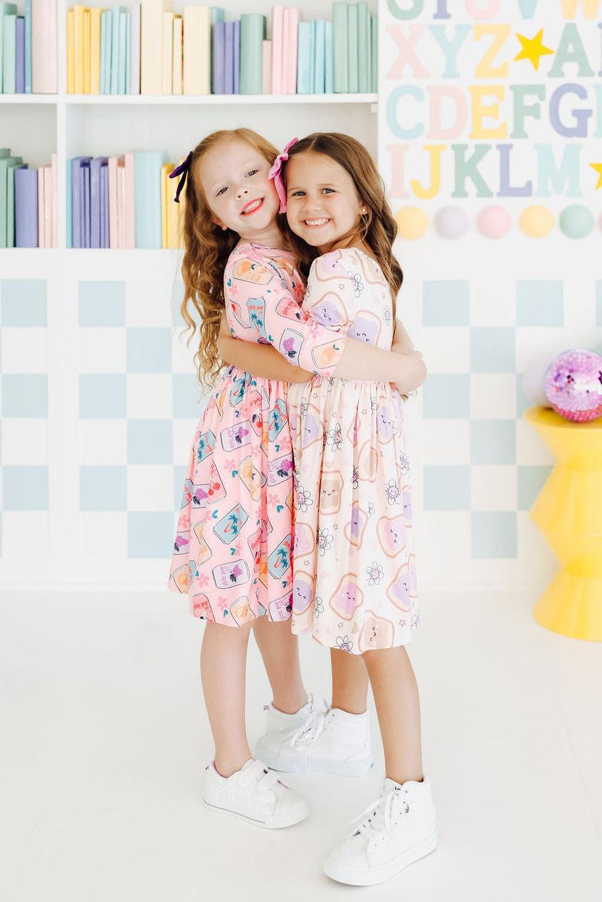 Girly Pop 3/4 Sleeve Pocket Twirl Dress