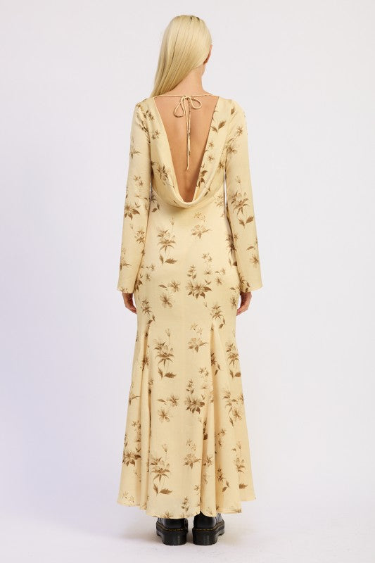 PRINTED MAXI LONG SLEEVE DRESS
