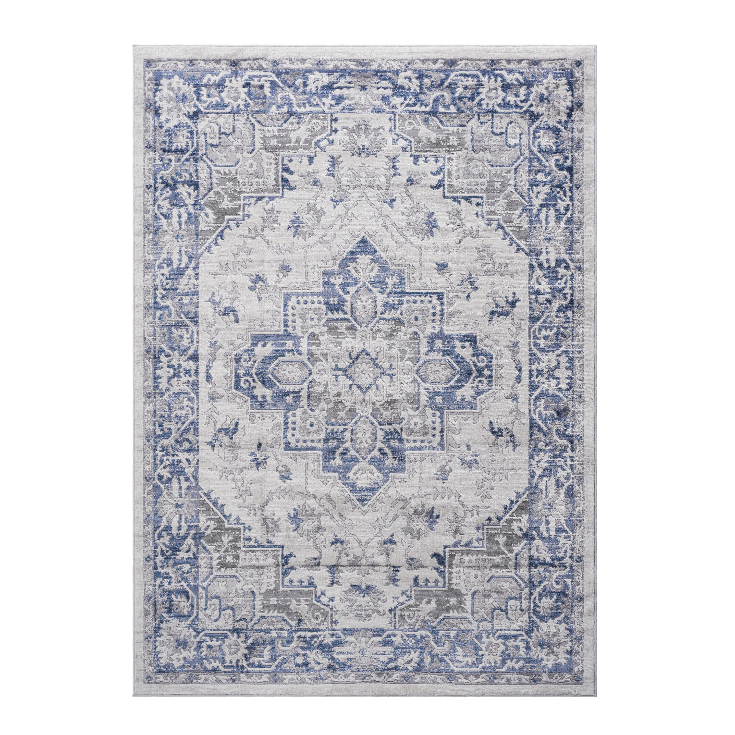 NAAR MARFI Collection 2X3 Blue / Grey / Oriental Doormat Rug