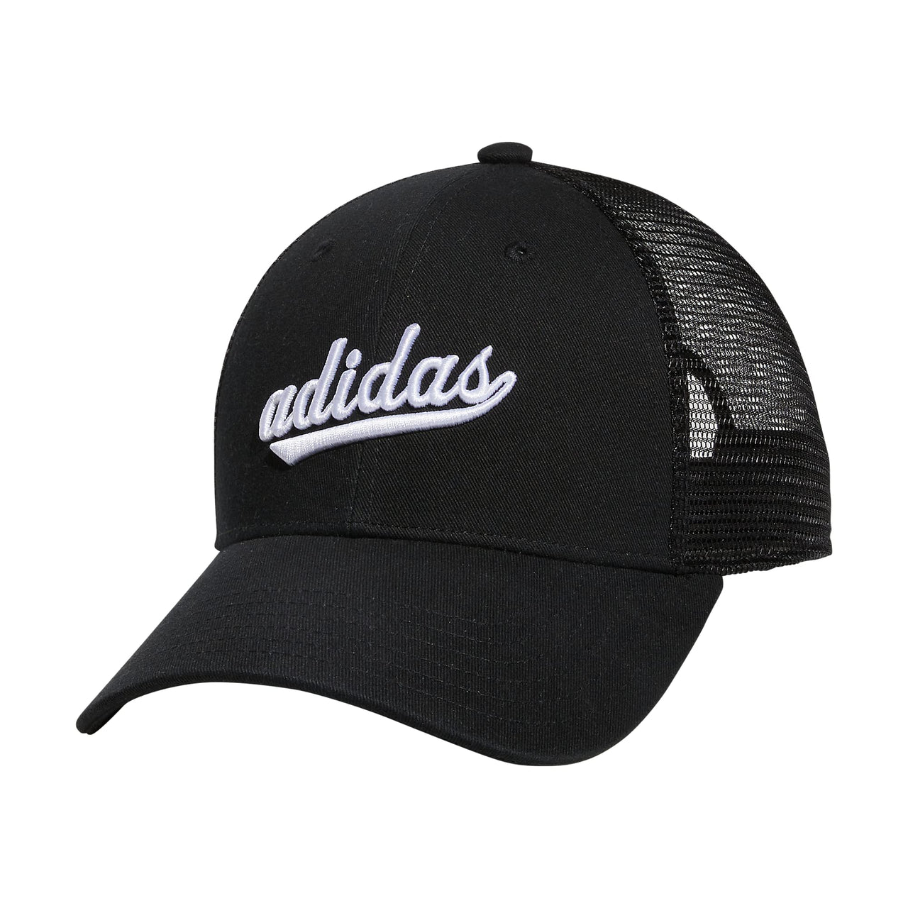 adidas Womens Mesh Back Snapback Cap Adjustable Fit Trucker Hat Black/White One Size