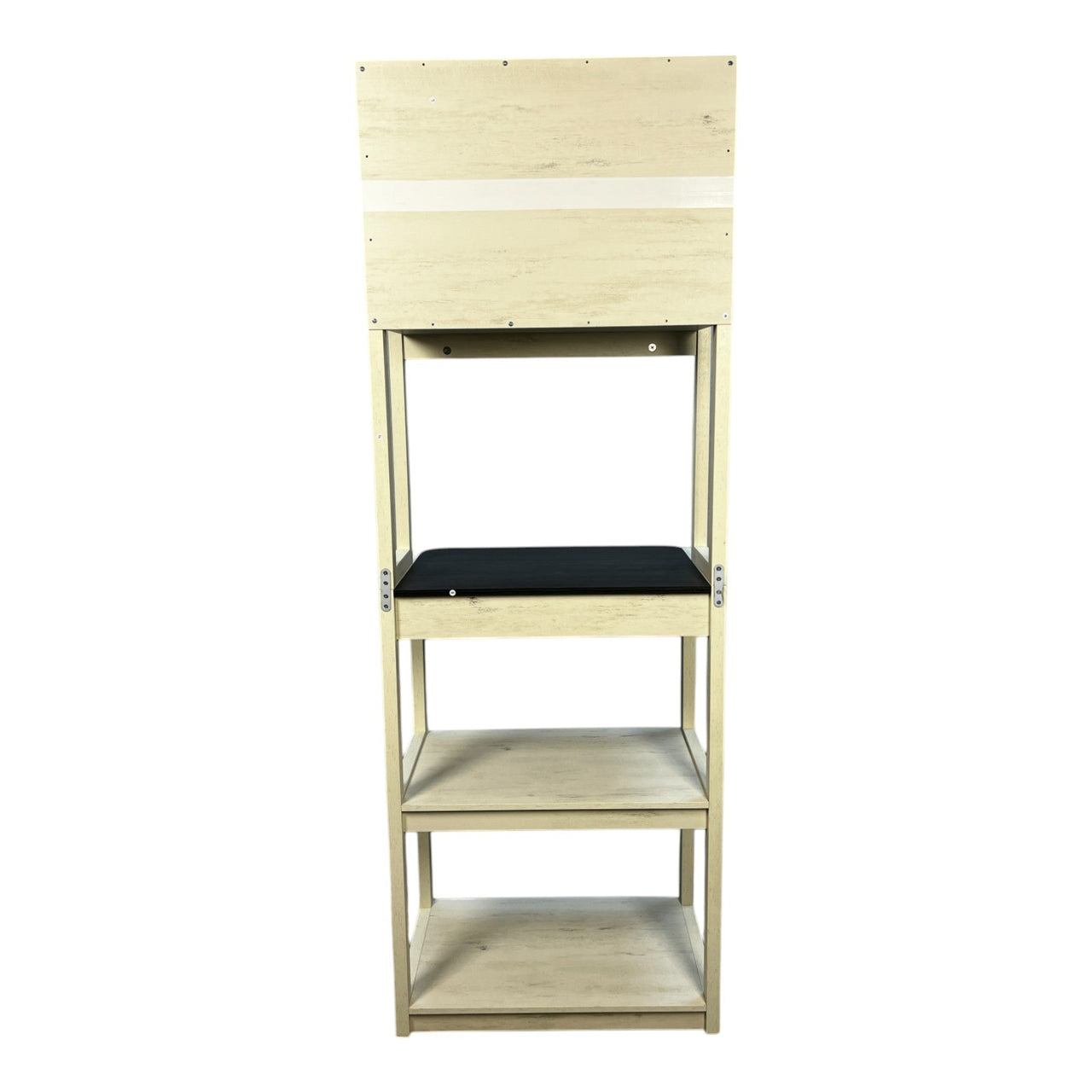 23.62' White and Black color Bakers Rack for Kitchen with Storage, Coffee Bar, 5-Tier Kitchen Shelves, Microwave Stand