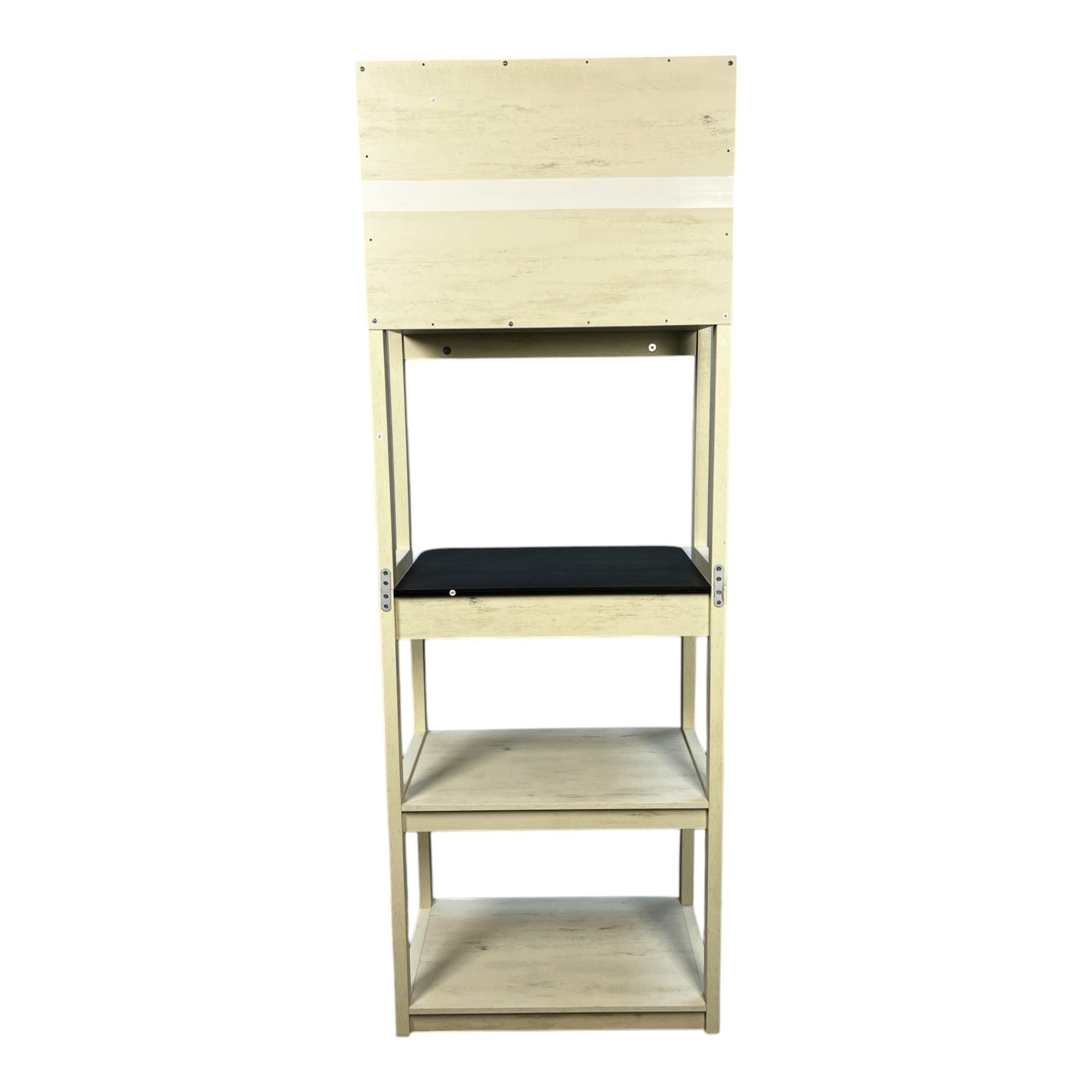 23.62' White and Black color Bakers Rack for Kitchen with Storage, Coffee Bar, 5-Tier Kitchen Shelves, Microwave Stand