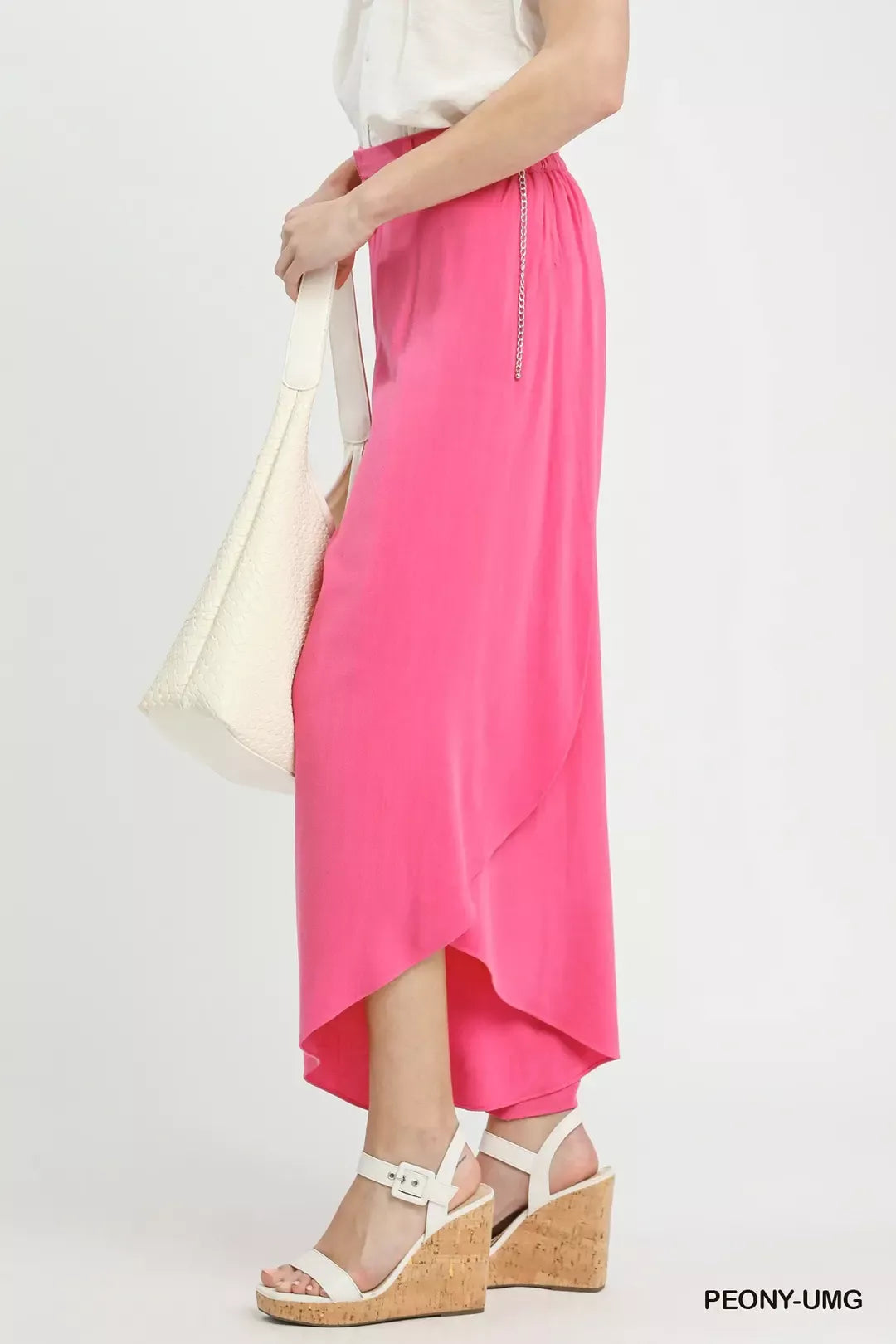 Umgee Flowy Asymmetrical Hem Wide Leg Pants