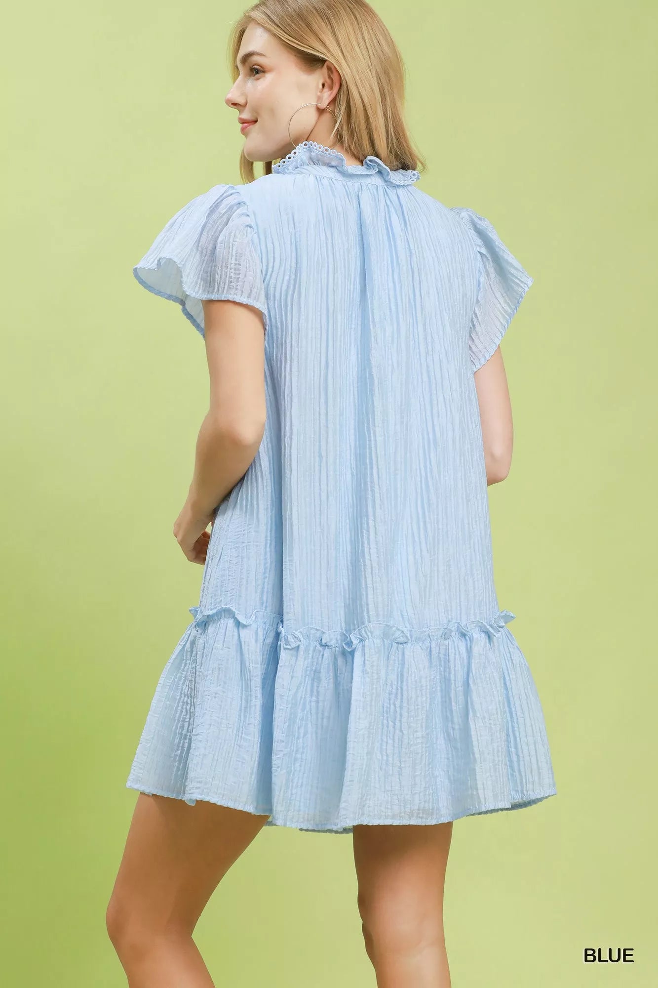 Umgee Textured Ruffle Hem Mini Dress