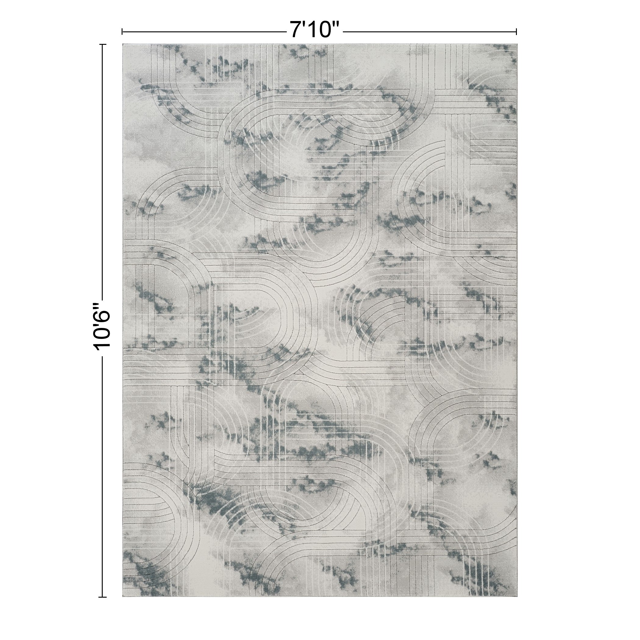 Geometrix GC_DIM1003 Gray 7 ft. 10 in. x 10 ft. 6 in. Contemporary Area Rug with Geometric 3D Effect