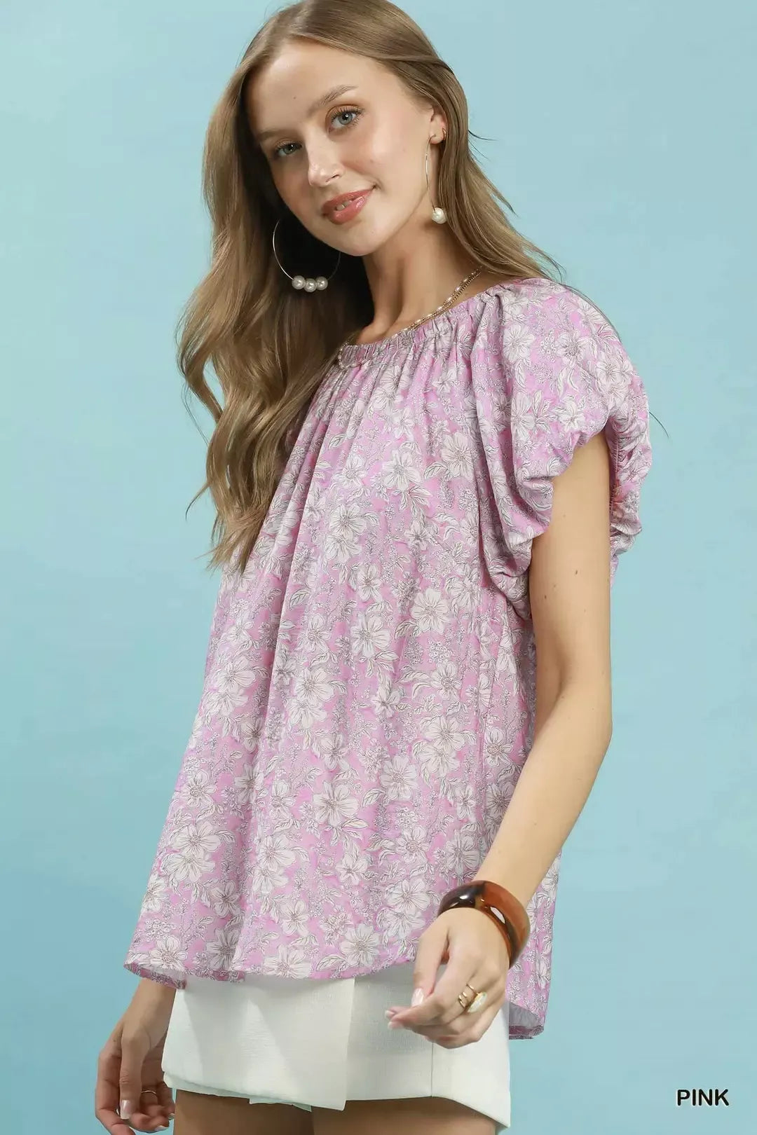Umgee Umgee Floral Puff Sleeve Blouse