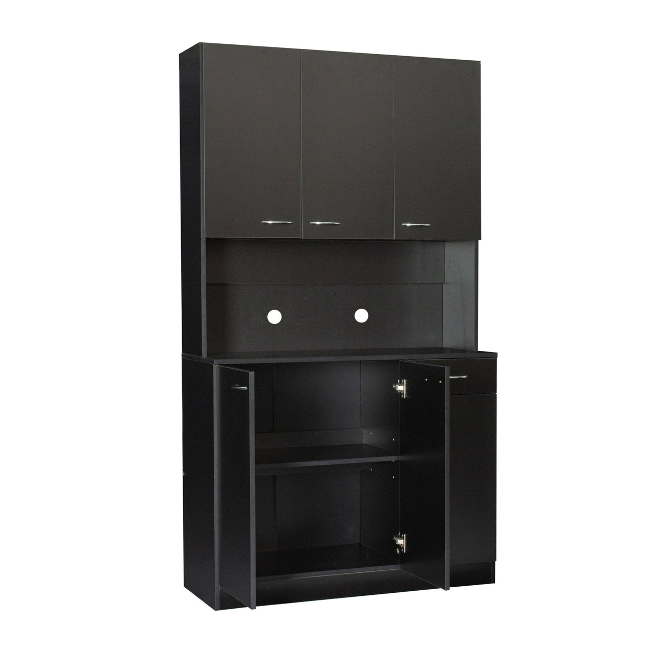 70.87' Tall Wardrobe& Kitchen Cabinet, with 6-Doors, 1-Open Shelves and 1-Drawer for bedroom,Black