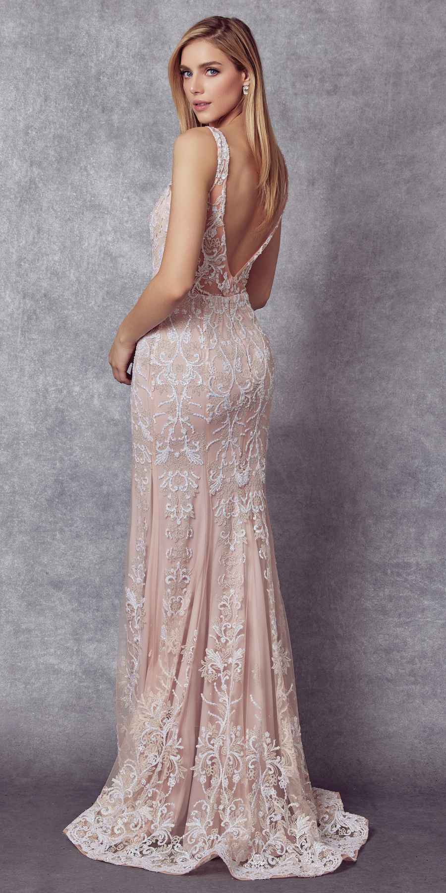 Juliet 277W Fancy Glitter Design Tulle Mermaid Wedding Dress