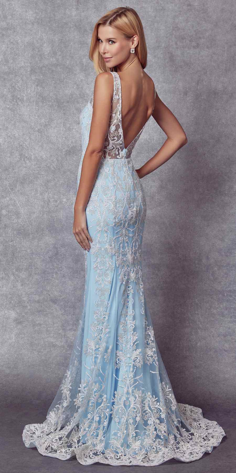 Juliet 277W Fancy Glitter Design Tulle Mermaid Wedding Dress
