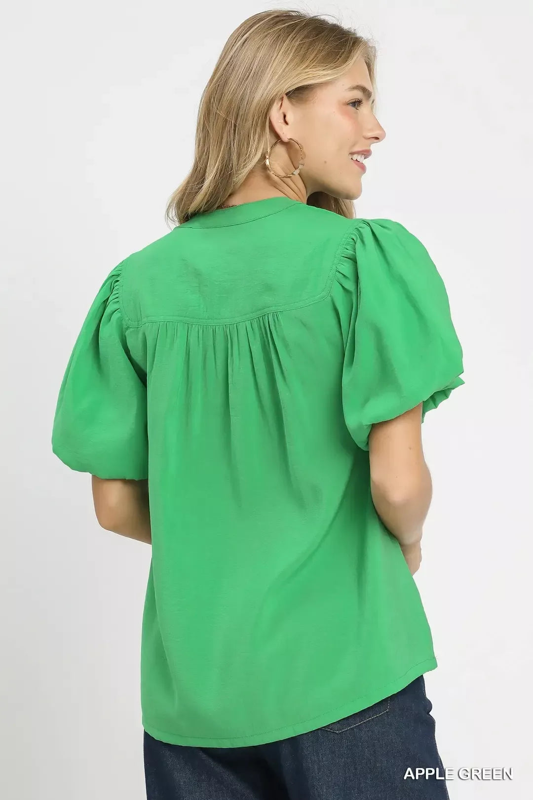 Umgee Button-Down Puff Sleeve Shirt