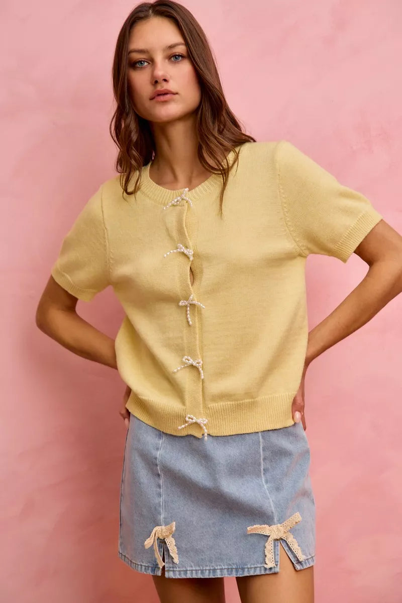 SO ME Lace Ribbon Trim Denim Mini Skirt