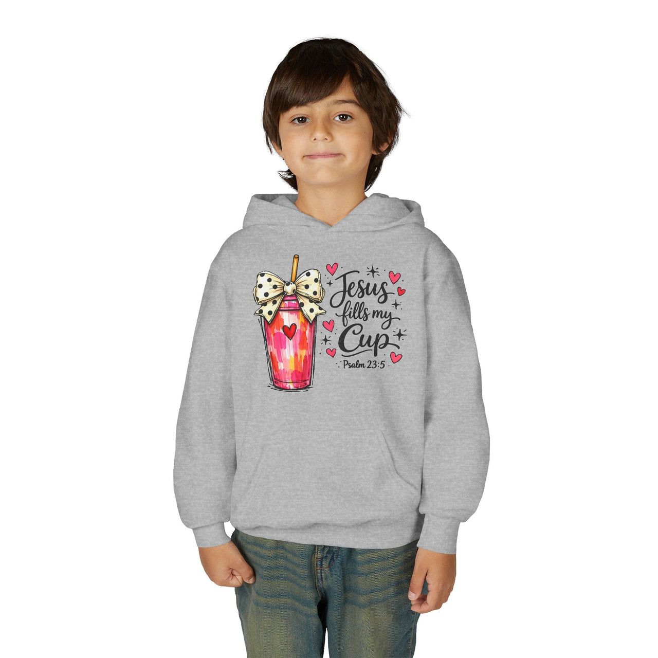Jesus Fills My Cup Hoodie | Psalm 23 Christian Faith Kids