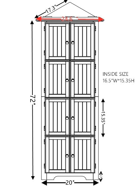 4-Tier 72' Corner Kitchen Pantry Storage Cabinet with 8 Doors Tall Storage Cabinet, Corner Cabinet and Shelves, Home farmhouse bookshelf Cabinet for Bathroom, Living room, Kitchen OAK
