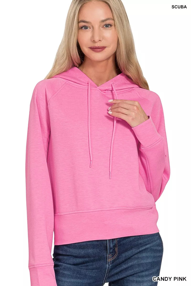 Zenana Drawstring Scuba Hoodie