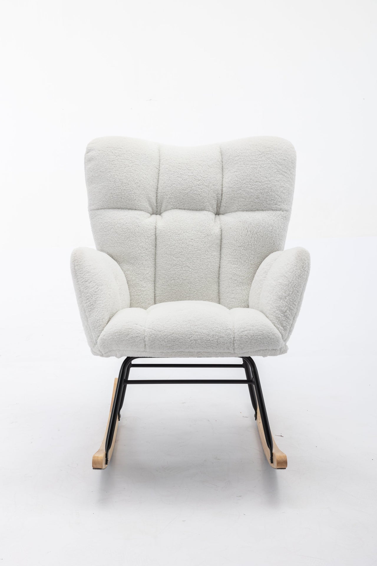 050-Teddy Fabric Rocking Gilder Nursery Chair For Living Room Indoor,Ivory