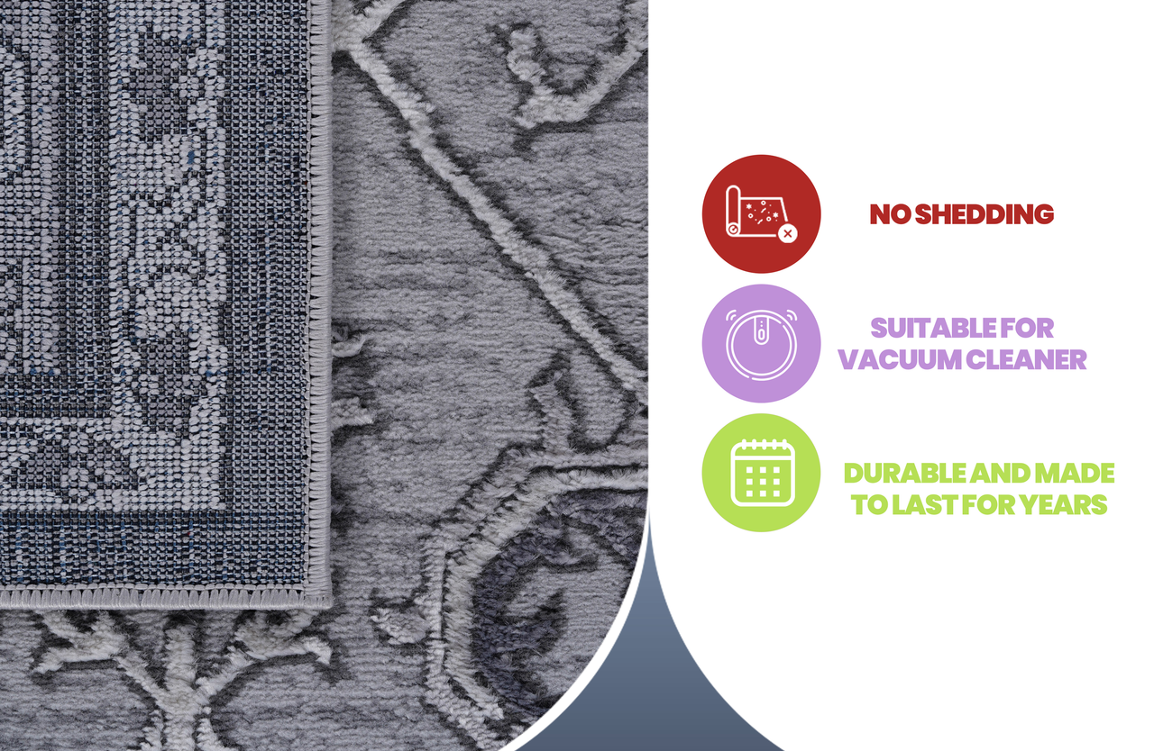 NAAR MARFI Collection 5X7 Grey / Oriental Area Rug