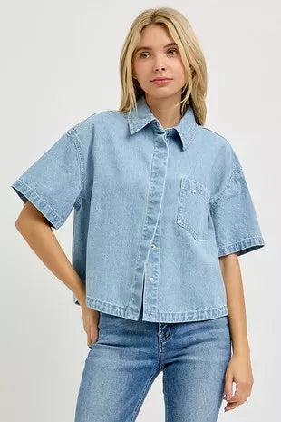 RISEN Oversized Half Sleeve Cropped Shirts
