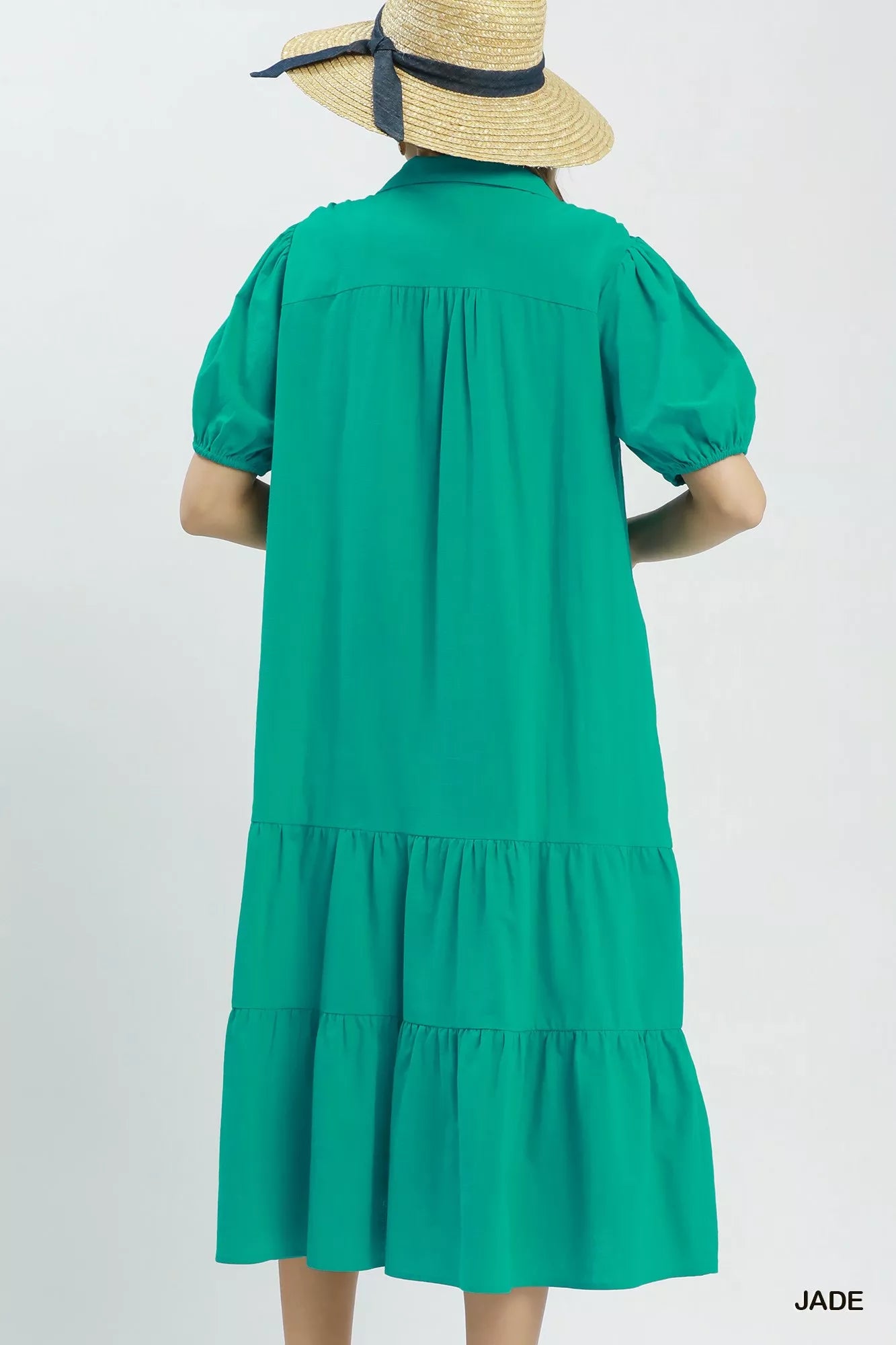 Umgee Solid Tiered Midi Dress