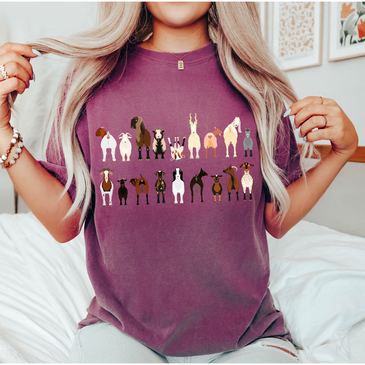 Goat Lovers Farm Animal Illustration With Breeds And Pets Displayed Comfort Colors Tee