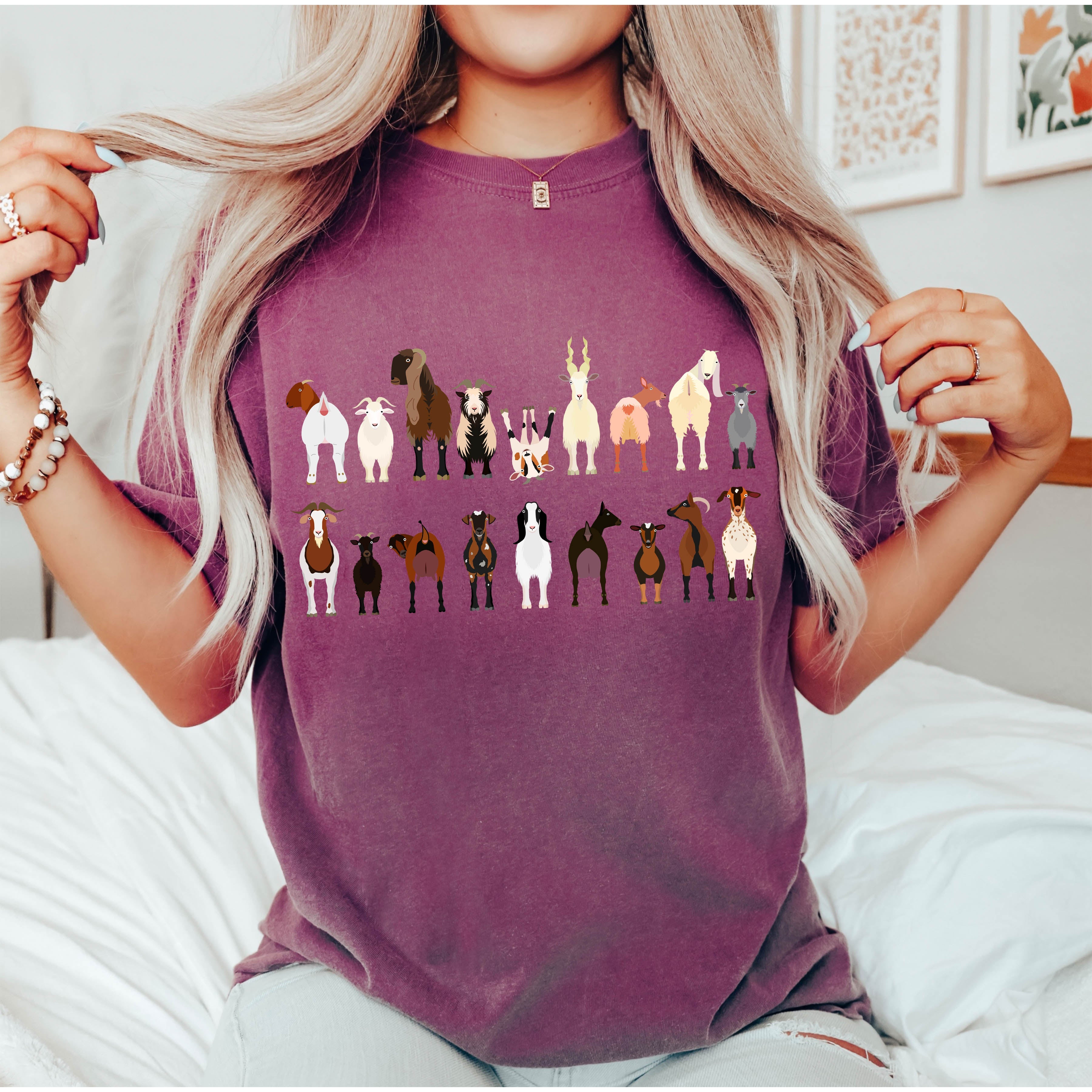 Goat Lovers Farm Animal Illustration With Breeds And Pets Displayed Comfort Colors Tee