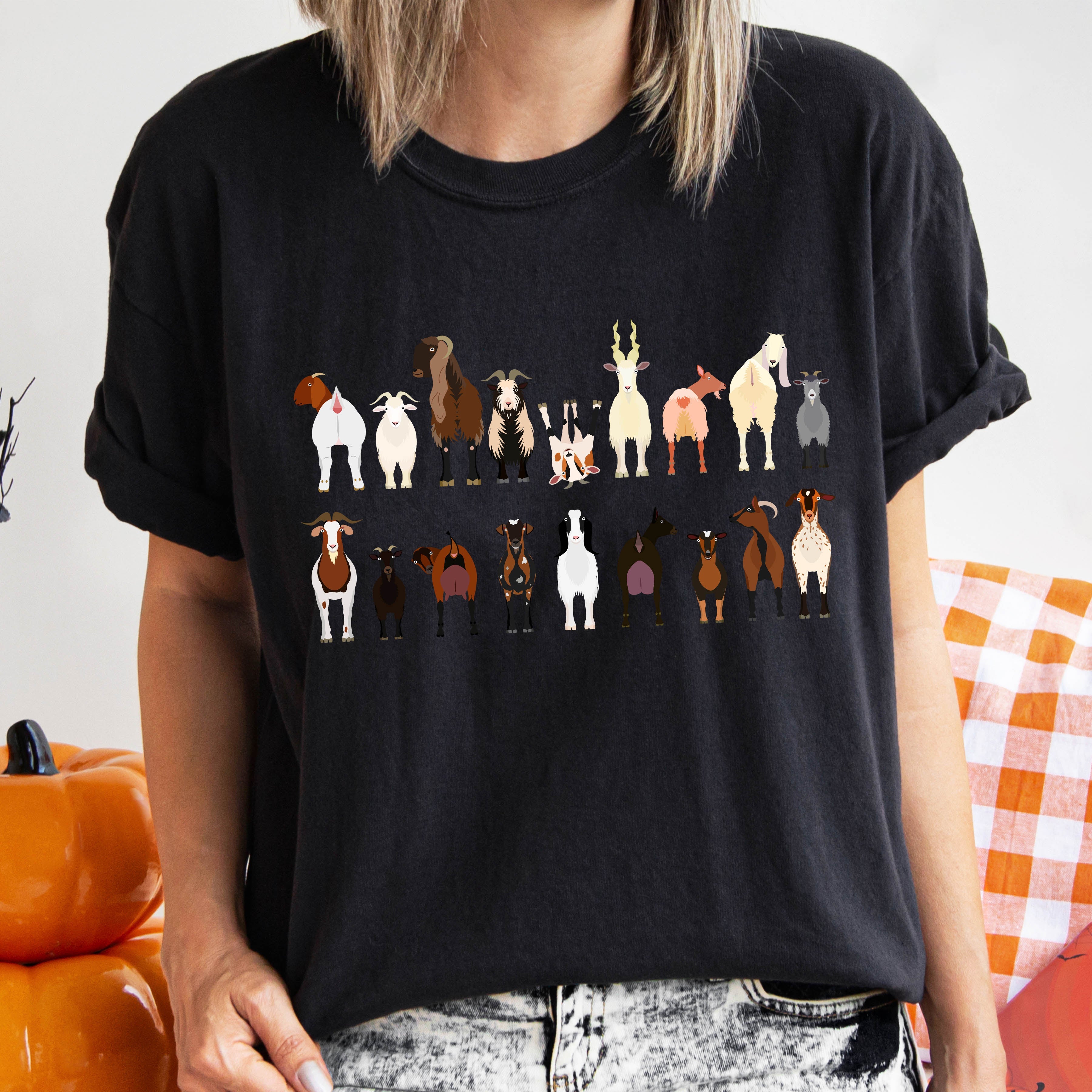 Goat Lovers Farm Animal Illustration With Breeds And Pets Displayed Comfort Colors Tee