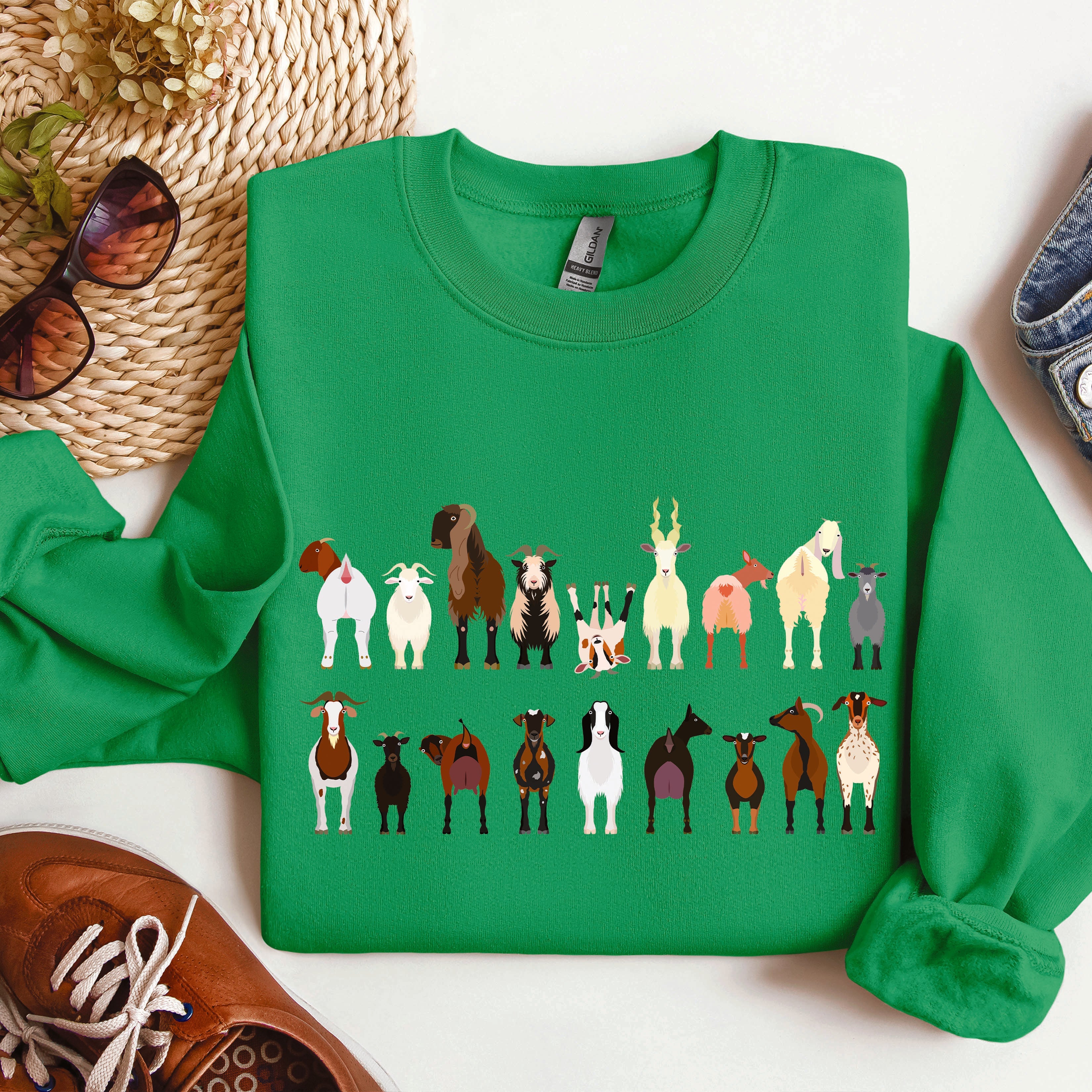 Goat Breeds Farm Animal Lover Cozy On The Farm Edition Premium Fleece Sweatshirt